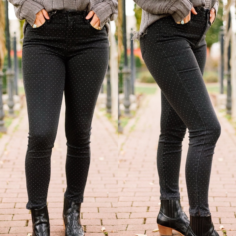 KanCan Black Polka Dot Skinny Jeans - Picture 2 of 8